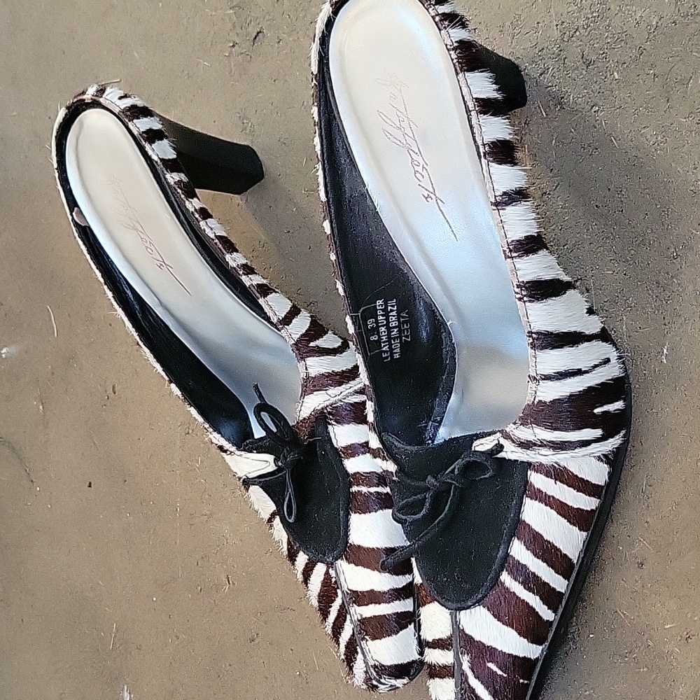 Arteffects zebra leather high heel shoes size 8